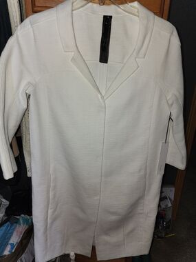 Poleci White Structured Open-Front Tunic $125 NWT